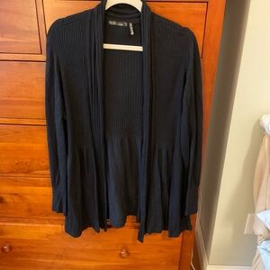 Daisy Fuentes Elegant Black Ribbed Cardigan 2X